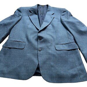 Oscar De La Renta Mens Size 42L Gray Houndstooth Single Breasted Blazer Jacket